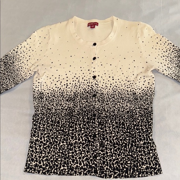 Merona Cardigan Black and Cream Button Down Cosy Soft Women’s Size M - Picture 5 of 11